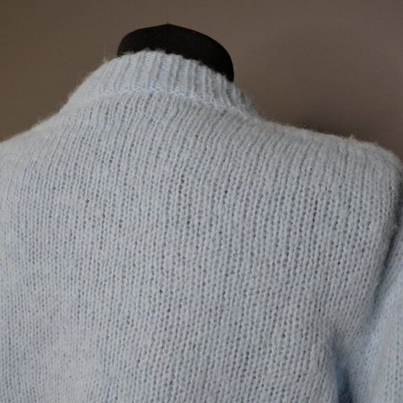 Tibi Alpaca Knit Cozette Blue Puff Sleeve Sweater Sz S - Picture 6 of 9